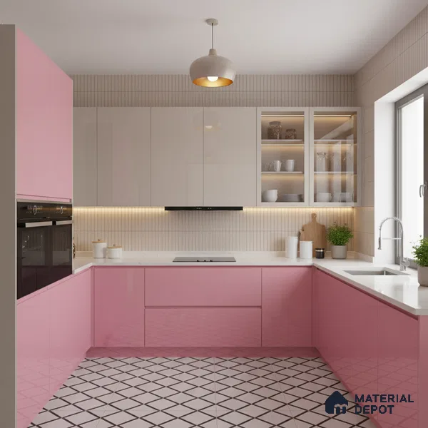 Ferrero 1C 01591 Vintage Pink 8 ft x 4 ft High Gloss Finish 6H Anti Scratch Acrylic Laminate - 1.5 mm | Suitable for Living Room, Kitchen, Office