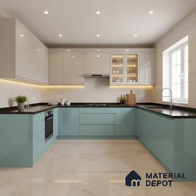 Ferrero 1C 01589 Teal Depth 8 ft x 4 ft High Gloss Finish 6H Anti Scratch Acrylic Laminate - 1.5 mm | Suitable for Living Room, Kitchen, Office