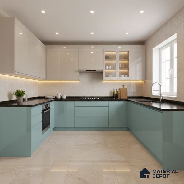 Ferrero 1C 01589 Teal Depth 8 ft x 4 ft High Gloss Finish 6H Anti Scratch Acrylic Laminate - 1.5 mm | Suitable for Living Room, Kitchen, Office