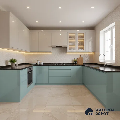 Ferrero 1C 01589 Teal Depth 8 ft x 4 ft High Gloss Finish 6H Anti Scratch Acrylic Laminate - 1.5 mm | Suitable for Living Room, Kitchen, Office