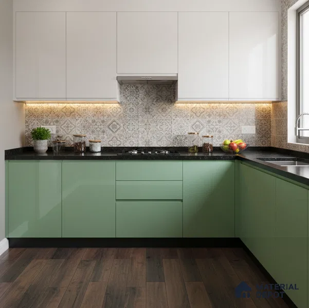 Ferrero 1C 01593 Aqua Sage 8 ft x 4 ft High Gloss Finish 6H Anti Scratch Acrylic Laminate - 1.5 mm | Suitable for Living Room, Kitchen, Office