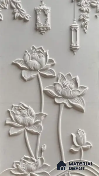 Duco Paintable Lotus Bloom 8 ft x 4 ft CNC Made HDHMR Panel - 25 mm