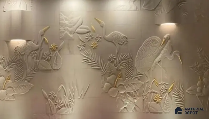 Duco Paintable MDF Serene Crane Relief 8 ft x 4 ft CNC Carving - 30 mm