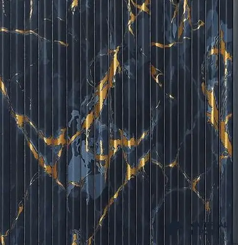 Blue Marble Look Charcoal Louver/Panel 8 ft x 6.1 inch - 7 mm | Ideal for Feature Wall, Living Room, Bedroom, Home, TV Unit | PN 07010