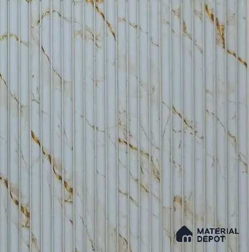 White Marble Look Charcoal Louver/Panel 8 ft x 6.1 inch - 7 mm | Ideal for Feature Wall, Living Room, Bedroom, Home, TV Unit | PN 07013