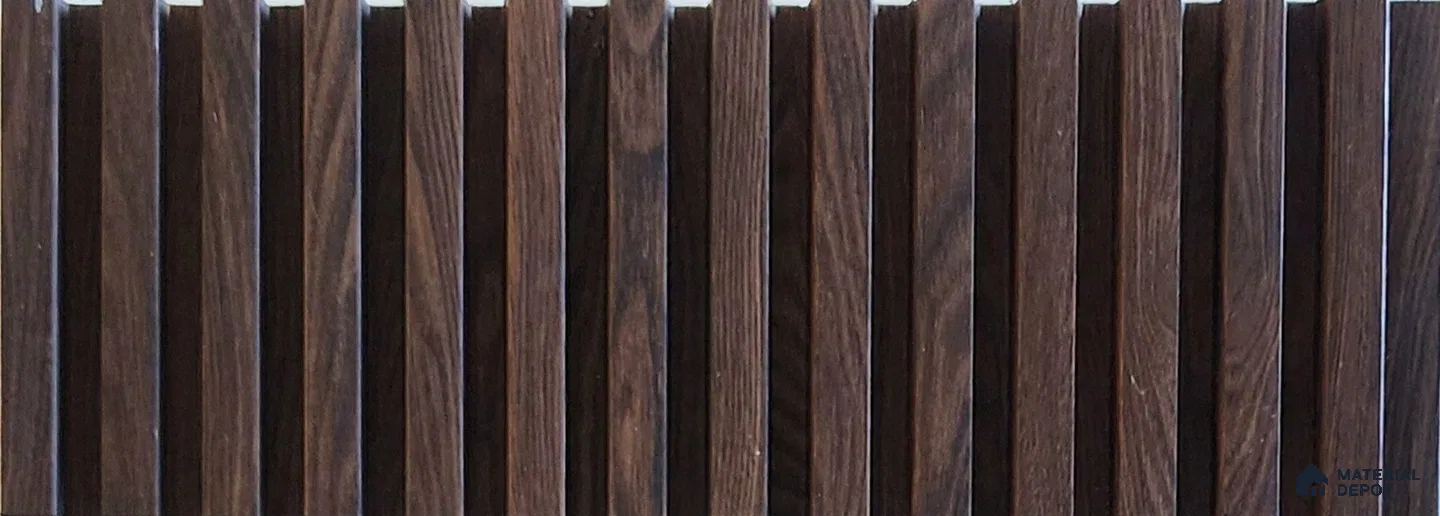 Brown Wooden Look Charcoal Louver/Panel 9.5 ft x 1 ft - 10 mm | Ideal for Feature Wall, Living Room, Bedroom, Home, TV Unit | PN 07019