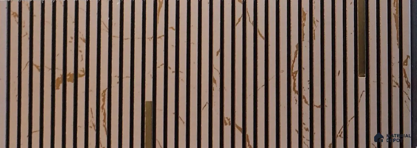Cream Marble Look Charcoal Louver/Panel 9.5 ft x 1 ft - 6 mm | Ideal for Feature Wall, Living Room, Bedroom, Home, TV Unit | PN 07017