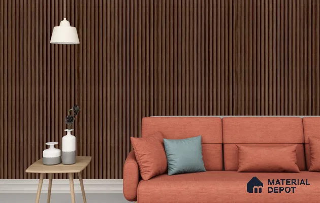 Brown Wooden Look Charcoal Louver/Panel 9.5 ft x 1 ft - 6 mm | Ideal for Feature Wall, Living Room, Bedroom, Home, TV Unit | PN 07145