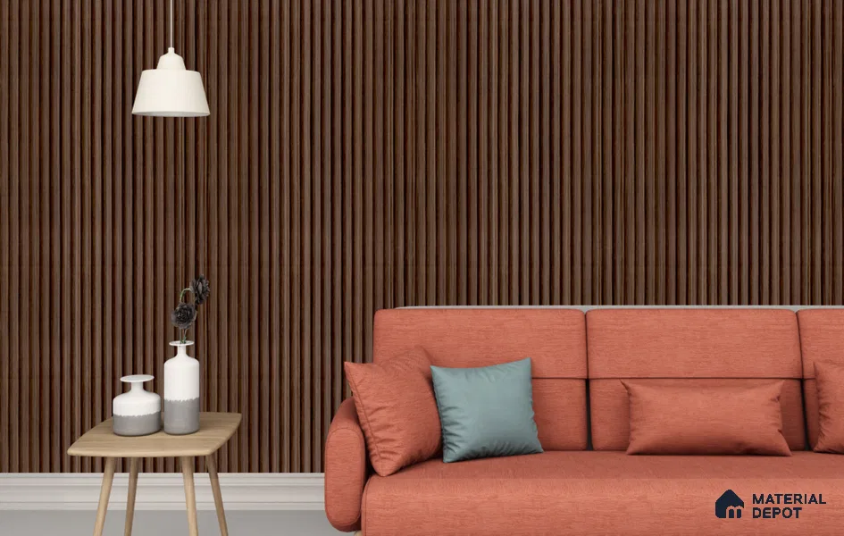 Brown Wooden Look Charcoal Louver/Panel 9.5 ft x 1 ft - 6 mm | Ideal for Feature Wall, Living Room, Bedroom, Home, TV Unit | PN 07145