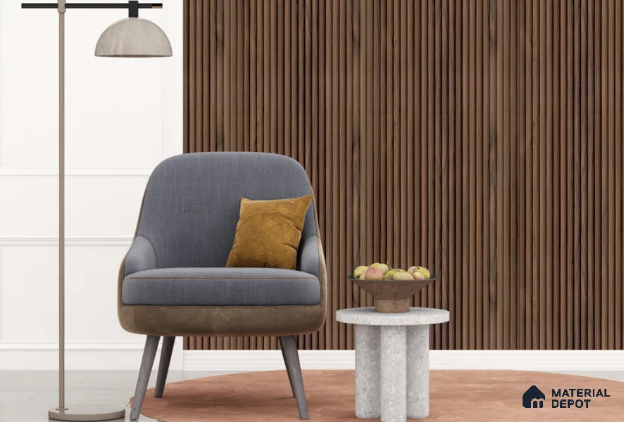 Brown Wooden Look Charcoal Louver/Panel 9.5 ft x 1 ft - 6 mm | Ideal for Feature Wall, Living Room, Bedroom, Home, TV Unit | PN 07146