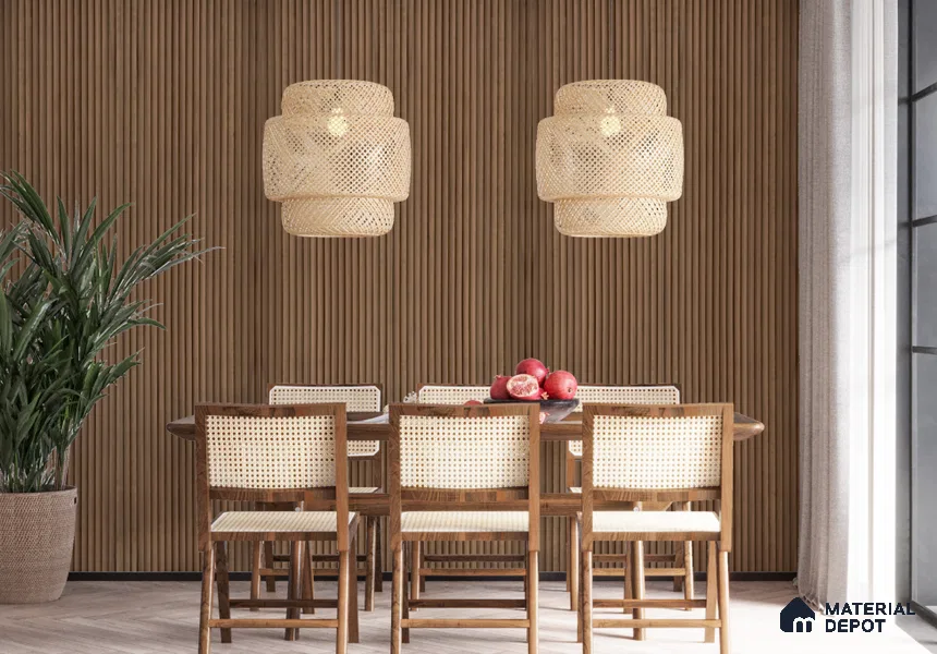 Brown Wooden Look Charcoal Louver/Panel 9.5 ft x 1 ft - 6 mm | Ideal for Feature Wall, Living Room, Bedroom, Home, TV Unit | PN 07148