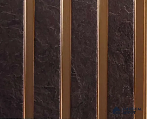 Brown Stone Look Charcoal Louver/Panel 9.5 ft x 6 inch - 6 mm | Ideal for Feature Wall, Living Room, Bedroom, Home, TV Unit | PN 07125