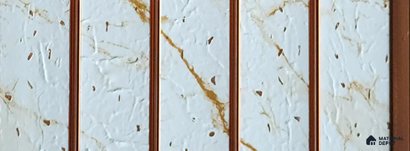 White Marble Look Charcoal Louver/Panel 9.5 ft x 7.8 inch - 6 mm | Ideal for Feature Wall, Living Room, Bedroom, Home, TV Unit | PN 07039