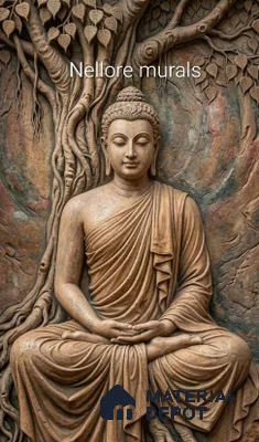 Modern Buddha Painting 5 ft x 5 ft CNC Made HDHMR Panel - 50 mm