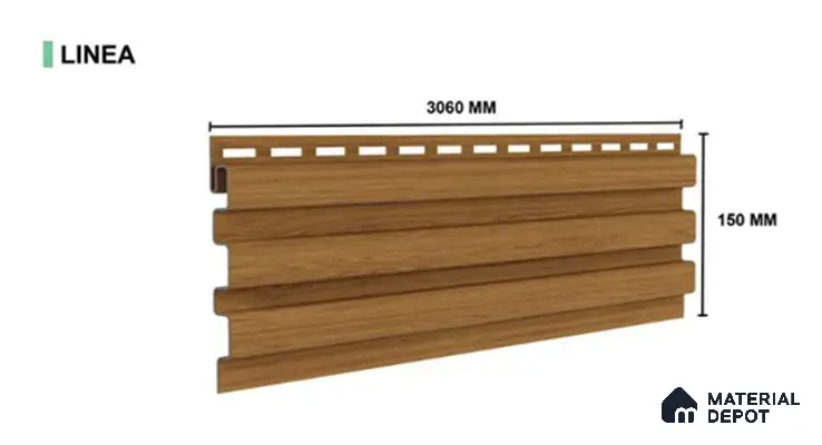 Mahogany 10 ft x 0.5 ft (3060x150 mm) Linea Design Interior & Exterior Wall & Ceiling Panel - 15 mm | Suitable for Balcony, Facade & Open Area | Width is Subjected to 5% Variation