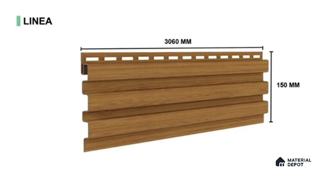 Portoro 10 ft x 0.5 ft (3060x150 mm) Linea Design Interior & Exterior Wall & Ceiling Panel - 15 mm | Suitable for Balcony, Facade & Open Area | Width is Subjected to 5% Variation