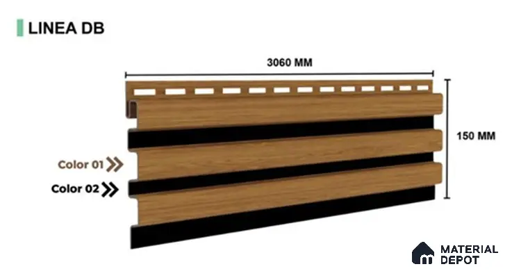 Beech Wood 10 ft x 0.5 ft (3060x150 mm) Dual Tone Linea Design Interior & Exterior Wall & Ceiling Panel - 15 mm | Suitable for Balcony, Facade & Open Area | Width is Subjected to 5% Variation