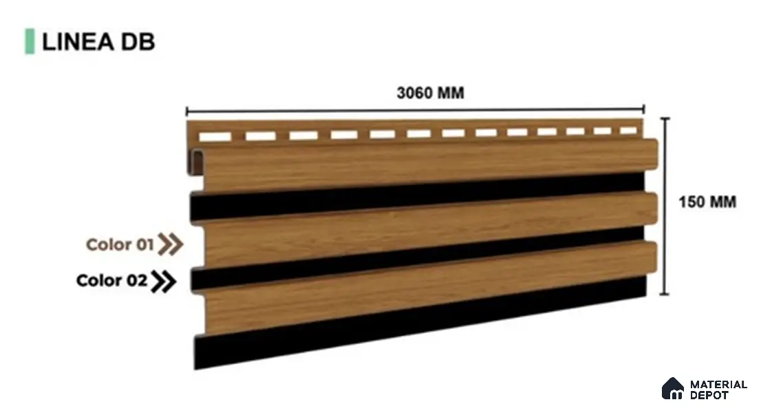 Beech Wood 10 ft x 0.5 ft (3060x150 mm) Dual Tone Linea Design Interior & Exterior Wall & Ceiling Panel - 15 mm | Suitable for Balcony, Facade & Open Area | Width is Subjected to 5% Variation