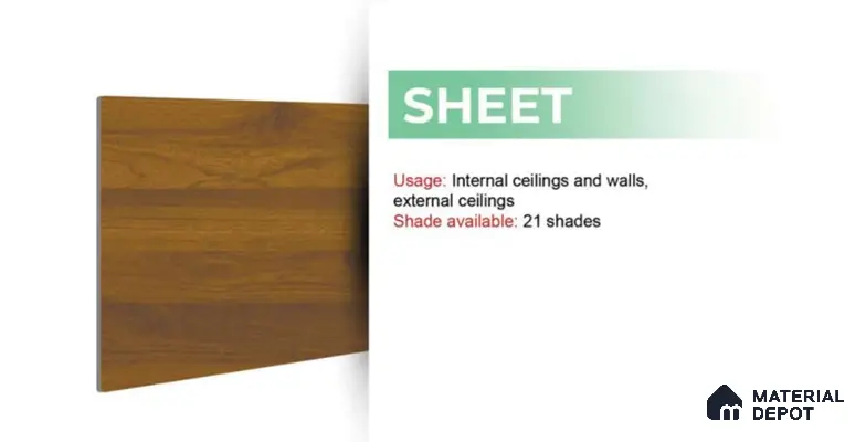 Beech Wood 10 ft x 1.3 ft (3060x400 mm) Sheet Design Interior & Exterior Wall & Ceiling Panel - 1.1 mm | Suitable for Balcony, Facade & Open Area | Width is Subjected to 5% Variation