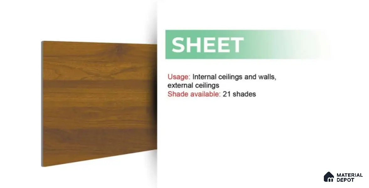 Beech Wood 10 ft x 1.3 ft (3060x400 mm) Sheet Design Interior & Exterior Wall & Ceiling Panel - 1.1 mm | Suitable for Balcony, Facade & Open Area | Width is Subjected to 5% Variation