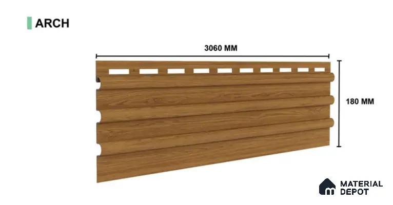 Snow White 10 ft x 0.6 ft (3060x180 mm) Pastel Arch Design Interior & Exterior Wall & Ceiling Panel - 17 mm | Suitable for Balcony, Facade & Open Area | Width is Subjected to 5% Variation