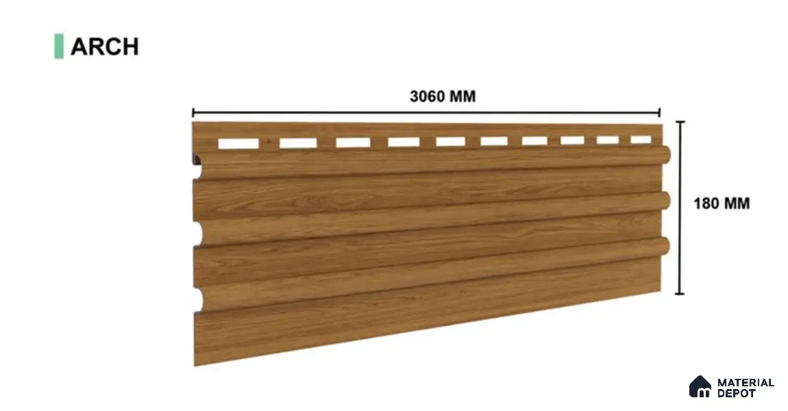 Snow White 10 ft x 0.6 ft (3060x180 mm) Pastel Arch Design Interior & Exterior Wall & Ceiling Panel - 17 mm | Suitable for Balcony, Facade & Open Area | Width is Subjected to 5% Variation
