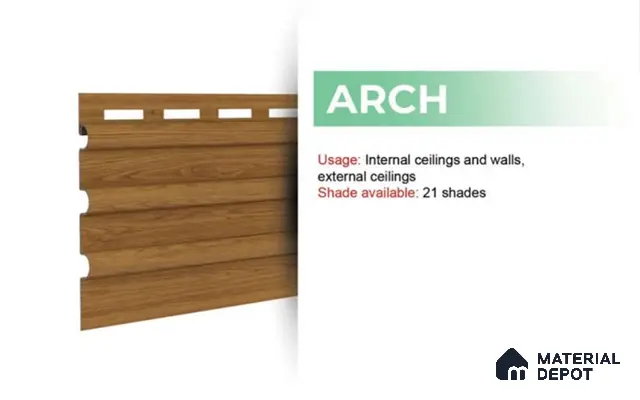 Snow White 10 ft x 0.6 ft (3060x180 mm) Pastel Arch Design Interior & Exterior Wall & Ceiling Panel - 17 mm | Suitable for Balcony, Facade & Open Area | Width is Subjected to 5% Variation