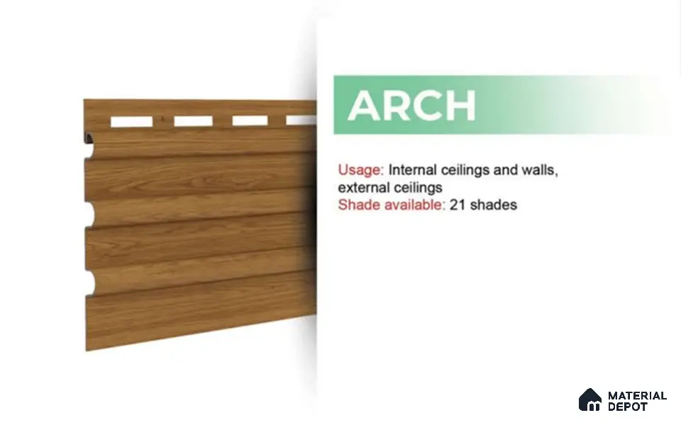 Snow White 10 ft x 0.6 ft (3060x180 mm) Pastel Arch Design Interior & Exterior Wall & Ceiling Panel - 17 mm | Suitable for Balcony, Facade & Open Area | Width is Subjected to 5% Variation