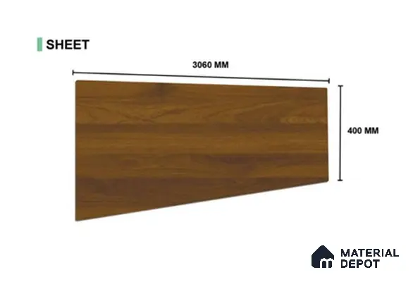 Beech Wood 10 ft x 1.3 ft (3060x400 mm) Sheet Design Interior & Exterior Wall & Ceiling Panel - 1.1 mm | Suitable for Balcony, Facade & Open Area | Width is Subjected to 5% Variation