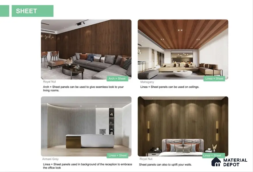 Beech Wood 10 ft x 1.3 ft (3060x400 mm) Sheet Design Interior & Exterior Wall & Ceiling Panel - 1.1 mm | Suitable for Balcony, Facade & Open Area | Width is Subjected to 5% Variation