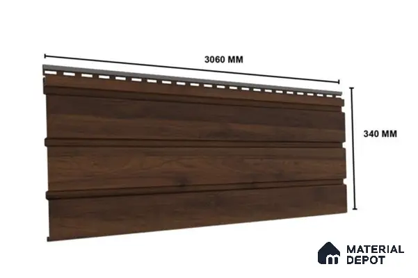 Walnut 10 ft x 1 ft (3060x340 mm) Soffit Single Performation Design Interior & Exterior Wall & Ceiling Panel - 12 mm | Suitable for Balcony, Facade & Open Area | Width is Subjected to 5% Variation