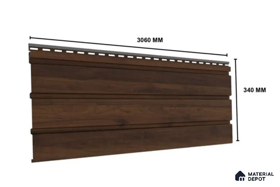 Walnut 10 ft x 1 ft (3060x340 mm) Soffit Single Performation Design Interior & Exterior Wall & Ceiling Panel - 12 mm | Suitable for Balcony, Facade & Open Area | Width is Subjected to 5% Variation