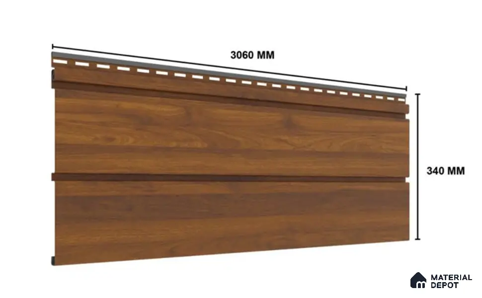 Pine Wood 10 ft x 1 ft (3060x340 mm) Duo Design Interior & Exterior Wall & Ceiling Panel - 12 mm | Suitable for Balcony, Facade & Open Area | Width is Subjected to 5% Variation