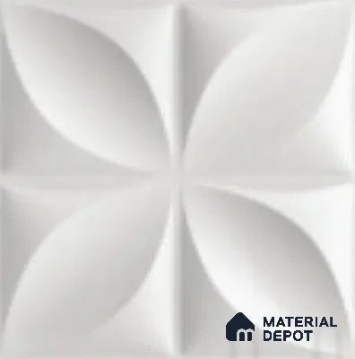 Plain Butterfly PVC Matte Finish 3D Wall Panel | 20 in x 20 in | White Marble - 15 mm | Suitable for Dining, Feature Wall & TV Unit | Width is Subjected to 5% Variation
