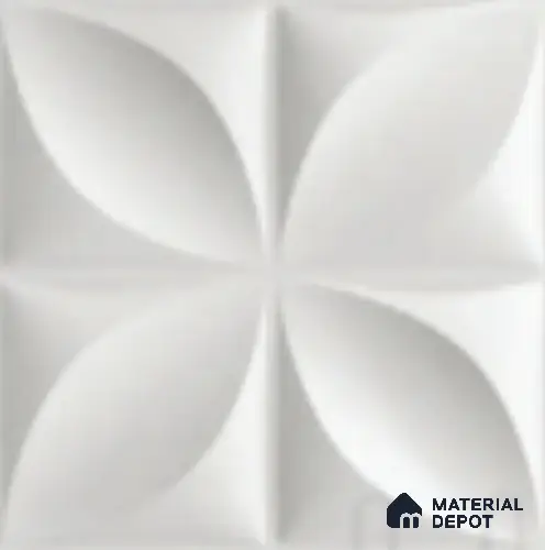 Plain Butterfly PVC Matte Finish 3D Wall Panel | 20 in x 20 in | White Marble - 15 mm | Suitable for Dining, Feature Wall & TV Unit | Width is Subjected to 5% Variation