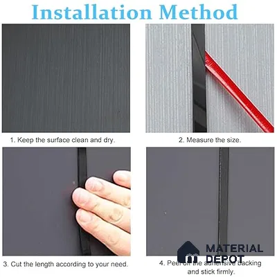 Self Adhesive Peel & Stick Strip Polish Black Glossy Finish Edgeline PM 00291 D | 5 mtr x 40 x 0.3 mm | Adhesive Type Installation | Suitable for Floor & Walls