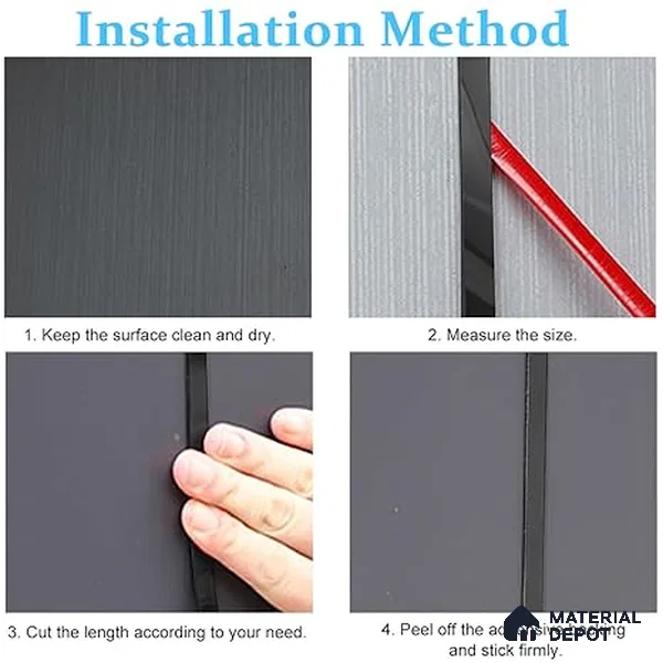 Self Adhesive Peel & Stick Strip Polish Black Glossy Finish Edgeline PM 00291 D | 5 mtr x 40 x 0.3 mm | Adhesive Type Installation | Suitable for Floor & Walls