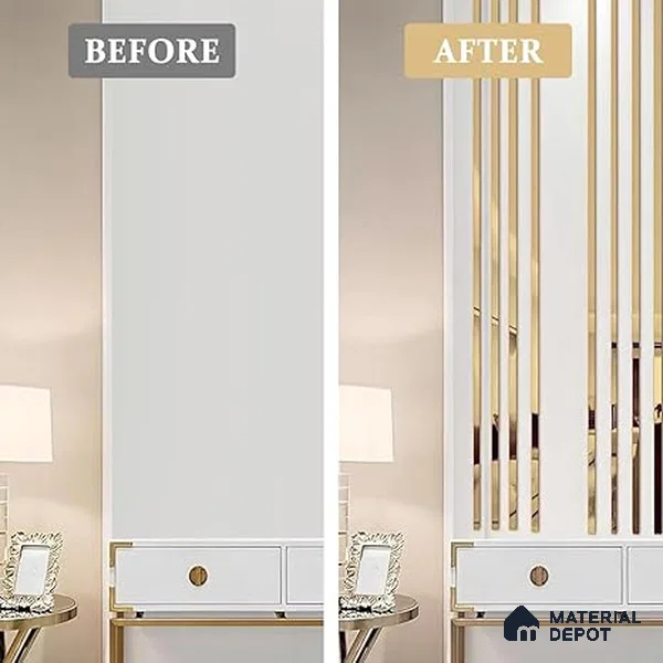 Self Adhesive Peel & Stick Strip Rose Gold Glossy Finish Edgeline PM 00291 L | 5 mtr x 20 x 0.3 mm | Adhesive Type Installation | Suitable for Floor & Walls