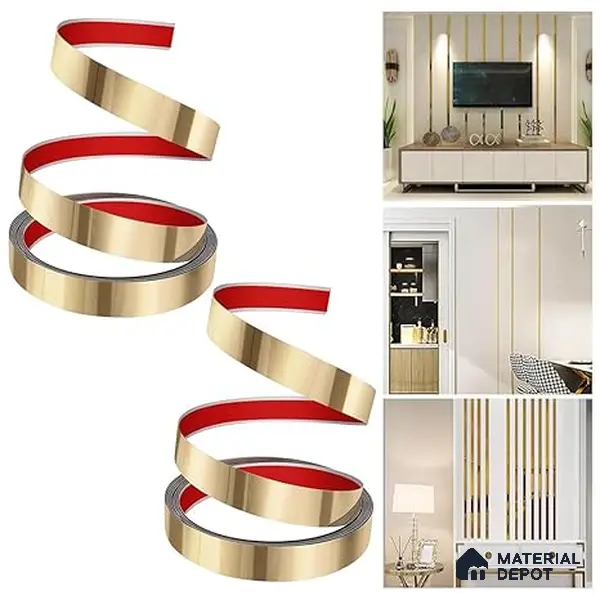 Self Adhesive Peel & Stick Strip Rose Gold Glossy Finish Edgeline PM 00291 M | 5 mtr x 25 x 0.3 mm | Adhesive Type Installation | Suitable for Floor & Walls