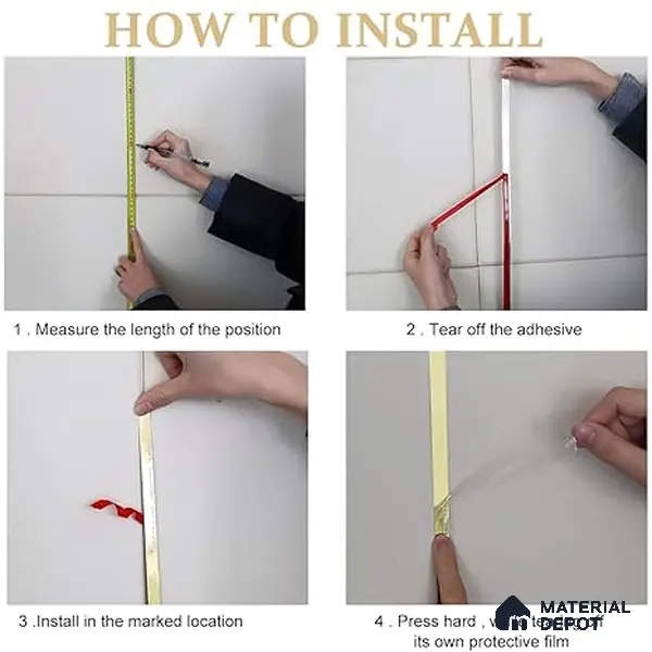 Self Adhesive Peel & Stick Strip Rose Gold Glossy Finish Edgeline PM 00291 M | 5 mtr x 25 x 0.3 mm | Adhesive Type Installation | Suitable for Floor & Walls