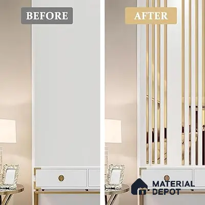 Self Adhesive Peel & Stick Strip Brush Gold Matte Finish Edgeline PM 00291 Q | 5 mtr x 20 x 0.3 mm | Adhesive Type Installation | Suitable for Floor & Walls