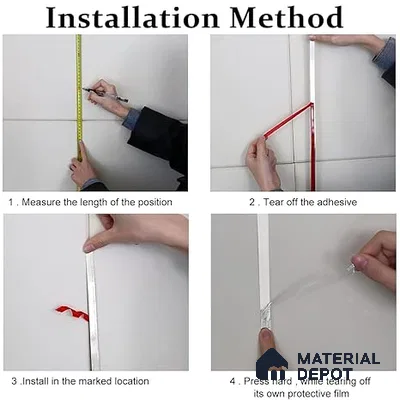 Self Adhesive Peel & Stick Strip Chrome Plated Glossy Finish Edgeline PM 00291 X | 5 mtr x 40 x 0.3 mm | Adhesive Type Installation | Suitable for Floor & Walls