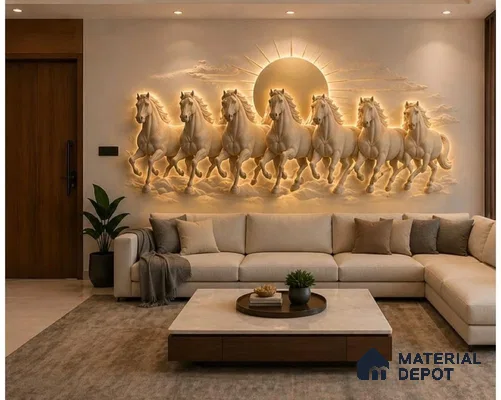 Seven Horses of Success 8 ft x 4 ft CNC Made HDHMR Panel - 25 mm (4 feet height * 8 feet length)