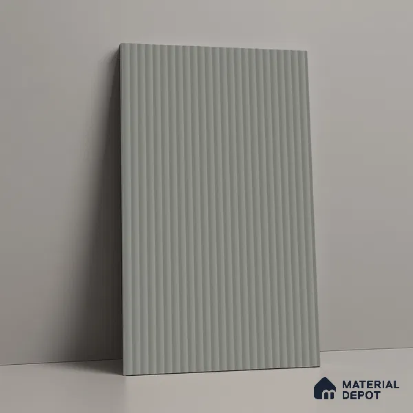 Fluted Solid Color Look LM 01196 Castleton Grey 8 ft x 4 ft Texture Finish Laminates - 1 mm  | Suitable for TV Unit, Wardrobe, Kitchen Cabinets