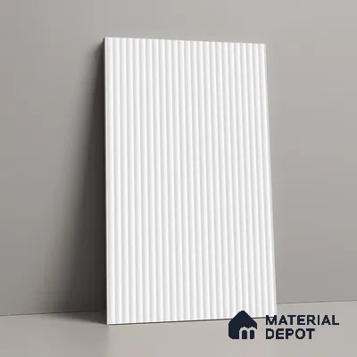 Fluted Solid Color Look LM 01347 Nickel Grey 8 ft x 4 ft Texture Finish Decorative Laminate - 1 mm  | Suitable for TV Unit, Wardrobe, Kitchen Cabinets