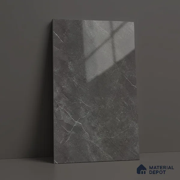 LM 01466 Iceland Dark Grey 8 ft x 4 ft High Gloss Finish Decorative Laminate - 1 mm  | Suitable for TV Unit, Wardrobe, Kitchen Cabinets
