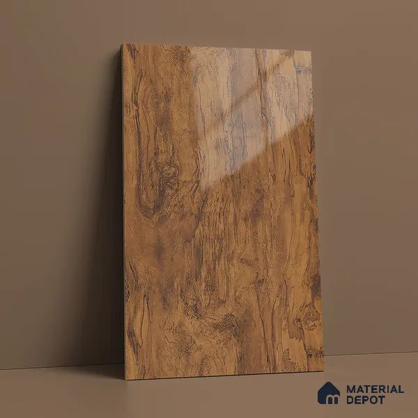 Wooden Look LM 01477 Toasted Timber 8 ft x 4 ft High Gloss Finish Decorative Laminate - 1 mm  | Suitable for TV Unit, Wardrobe, Kitchen Cabinets