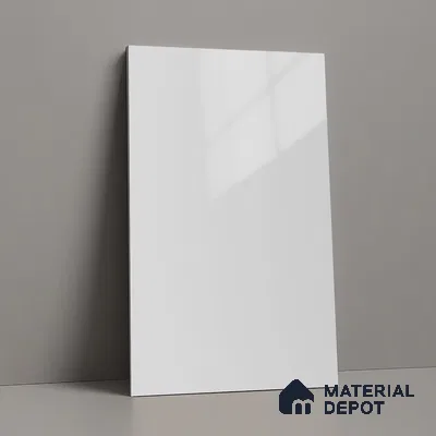 LM 01519 Nickel High Gloss White 8 ft x 4 ft High Gloss Finish Decorative Laminate - 1 mm  | Suitable for Living Room, Kitchen, Office