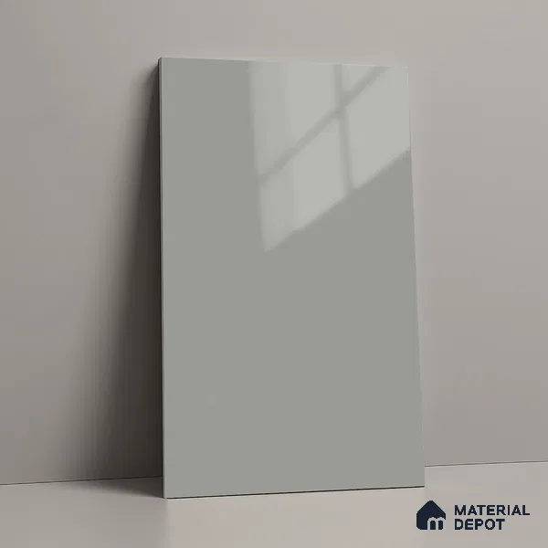 LM 01521 Light Grey 8 ft x 4 ft High Gloss Finish Decorative Laminate - 1 mm  | Suitable for Living Room, Kitchen, Office