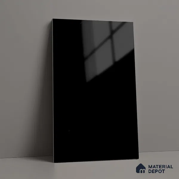 LM 01524 Jet Black 8 ft x 4 ft High Gloss Finish Decorative Laminate - 1 mm  | Suitable for Living Room, Kitchen, Office
